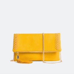 MODA LUXE Palermo Stitch Detail Clutch in Mustard